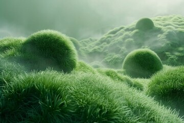 a green field of grass, in the style of surrealist and dreamlike visuals - obrazy, fototapety, plakaty