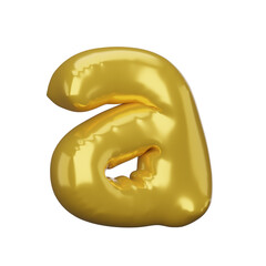 letter a. Lowercase letter. 3D letter. letter sign. letter golden. 3D balloon.