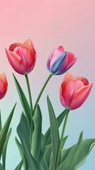 a minimalistic spring background with tulips for Instagram stories