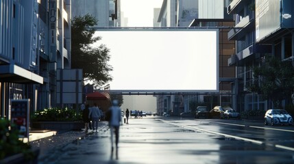 Urban Cityscape Billboard Mockup on a Sunny Street.