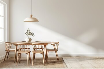 Horizontal frame mock-up in modern symmetric interior, digital illustration. Beautiful simple AI generated image in 4K, unique.