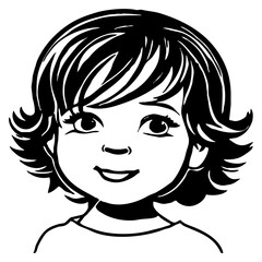 Fictional child character. Black and white cartoon for coloring. Generated by Ai