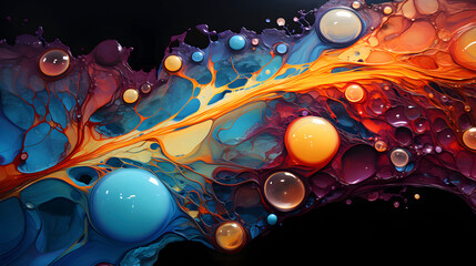 Digital colored acrylic pour painting swirl curve abstract poster web page PPT background