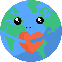Earth And Heart Hugging Illustration