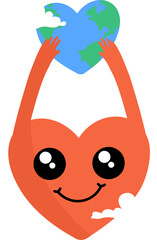 Earth And Heart Hugging Illustration