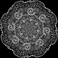 Mandala hand drawn ornament texture black and white