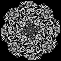 Doodle handdrawn mandala ornament black anc white