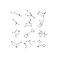 Astrology constellations set isolated on white. Zodiac sign elements
