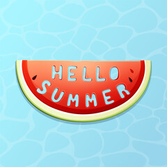 a watermelon that says hello summer on it.