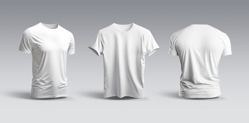 Isolated t-shirt with shadow Mockup. Template of jersey on grey .3d rendering - 785071861