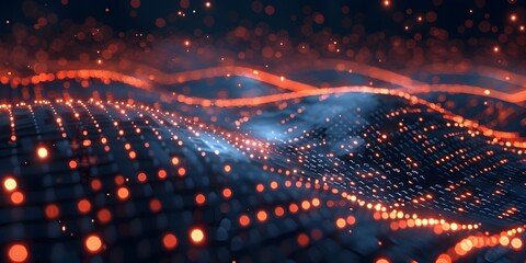 Obraz premium Flowing Streams of Luminous Digital Code on a Dark Futuristic Background Depicting Data Movement and High Tech Connectivity