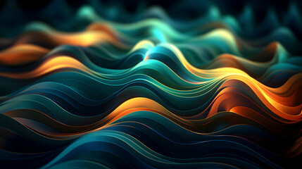 Fototapeta premium Digital technology blue green 3D geometric gradient abstract poster web page PPT background