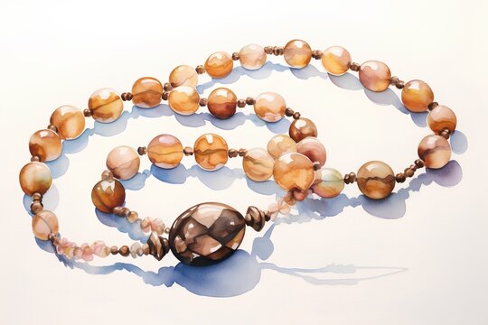 Beads on a white background. Watercolor illustration for your design.
