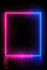 Neon square frames, glowing borders set, colorful futuristic UI design elements. Vibrant glowing rectangles, modern signs, avatar frames isolated on dark backdrop. Vector illustration.