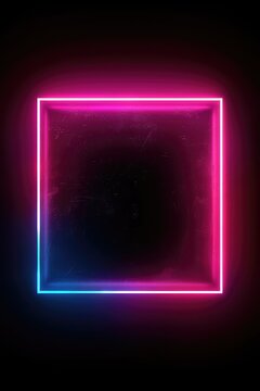 Neon square frames, glowing borders set, colorful futuristic UI design elements. Vibrant glowing rectangles, modern signs, avatar frames isolated on dark backdrop. Vector illustration.
