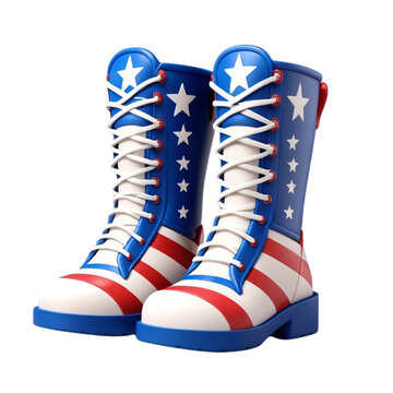 3d memorial day patriotic military boots on Isolated transparent background png. generated with AI