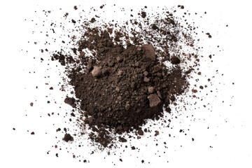 soil dirt flying pile scattered isolated on transparent or white background
