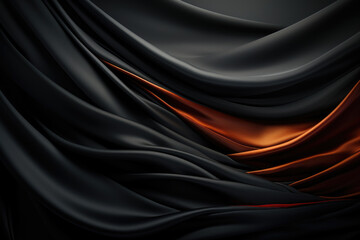 smooth wavy pattern in shades of grey and orange on a black background	