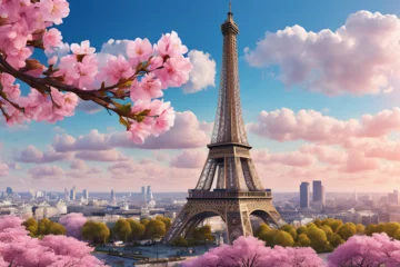 Foto op Canvas 봄이 온 에펠탑_생성형AI © kim