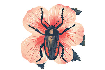 Obraz premium Hibiscus Flower Beetle isolated vector style