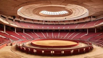 Foto op Canvas An empty bullring with red seats.   © Awais