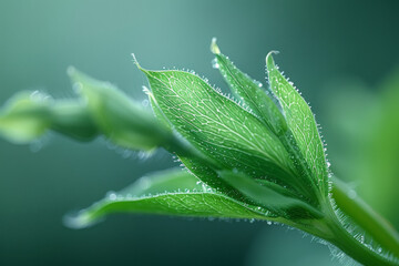 Fototapeta na wymiar A macro image of the delicate tendrils of a pea plant, curling gracefully as they seek support, with