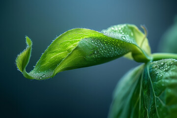 Fototapeta na wymiar A macro image of the delicate tendrils of a pea plant, curling gracefully as they seek support, with