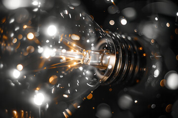 A macro shot of the filament of a light bulb, the tungsten wire a pathway for brilliant light to eme