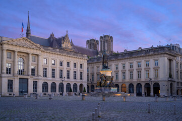 Beautiful Evening View of Place Royale in Reims - France