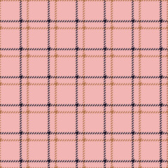Classic tweed plaid style pattern. Geometric check print in pink and blue color. Classical English background Glen plaid for textile fashion design.