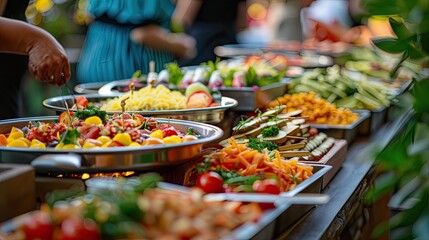 Buffet food spread. Generative AI