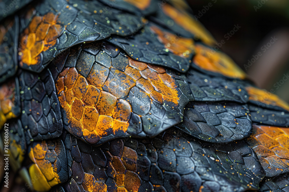 Poster a photograph of the underbelly scales of a python, aligned like tiles on a roof, providing protectio