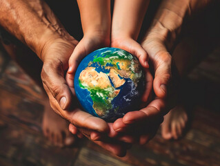Two hands holding the earth in their hands.