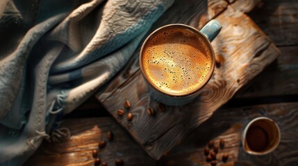 Obraz na płótnie Canvas Coffee on wooden table. Generative AI