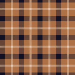 Classic tweed plaid style pattern. Geometric check print in brown and blue color. Classical English background Glen plaid for textile fashion design.