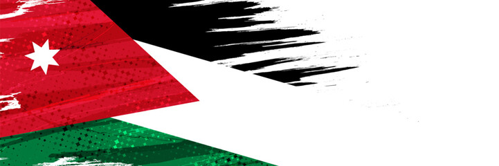Jordan Flag in Brush Paint Style with Halftone Effect. National Flag of Jordan with Grunge Brush Concept