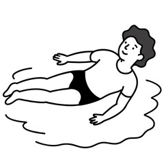 man jumping on the sea water line art coloring book page for children's vector art illustration
