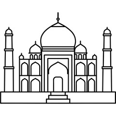 mosque line art coloring book page for children's vector art illustration
