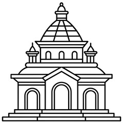 church of the holy spirit line art coloring book page for children's vector art illustration
