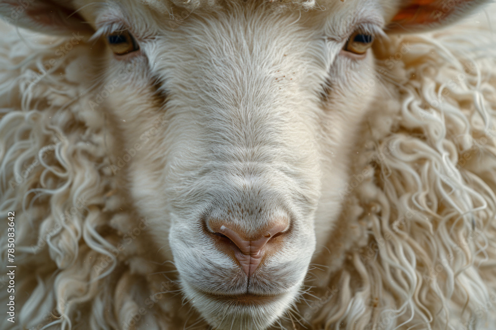 Poster An image of the detailed, wooly fur on a sheep, with a focus on the curls and texture that make this