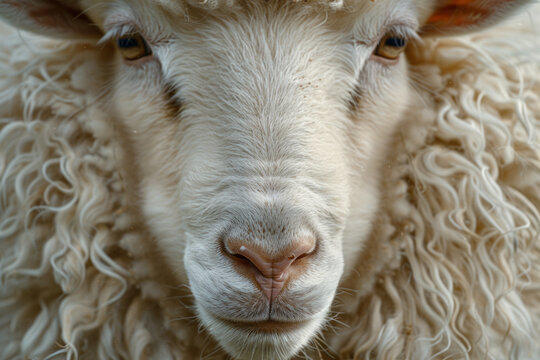 An image of the detailed, wooly fur on a sheep, with a focus on the curls and texture that make this