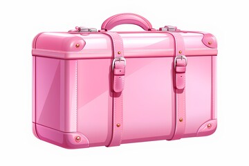 Pink suitcase on a white background. Vector illustration. Eps 10.
