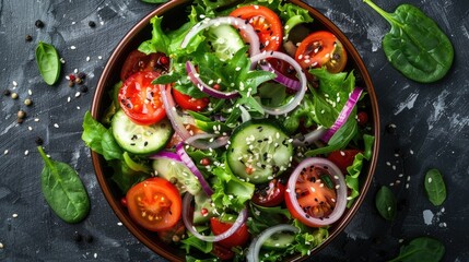 Healthy vegetable salad. Generative AI