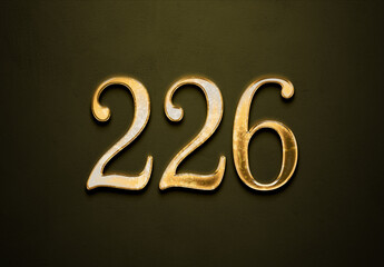 Old gold effect of 226 number with 3D glossy style Mockup.	