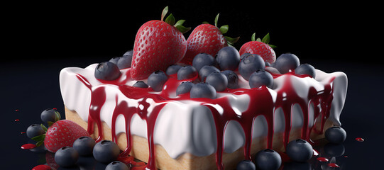 strawberry and blueberry tart cake, melt, fruit, delicious 43