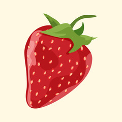Illustration of fresh strawberry fruit. Bright flat vector illustration isolated on light background. For magazine labels postcard label poster website 