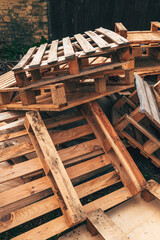 Old used euro pallet heap