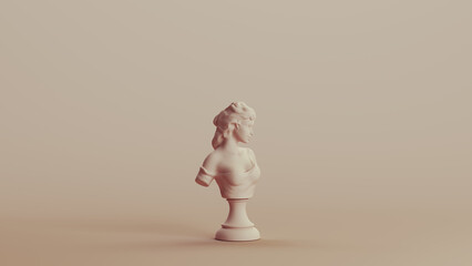 Lady bust statue sculpture neutral backgrounds soft tones beige brown background clay sculpt 3d illustration render digital rendering