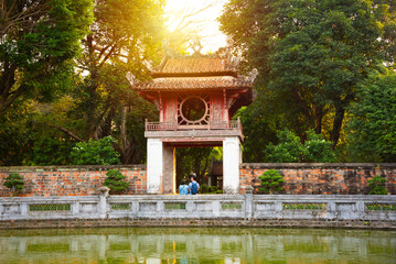 Van Mieu in Hanoi, Vietnam. Traditional asian building - 785086888