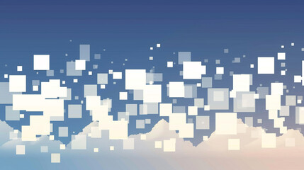 Floating white squares on blue gradient, airy feel for serene designs.